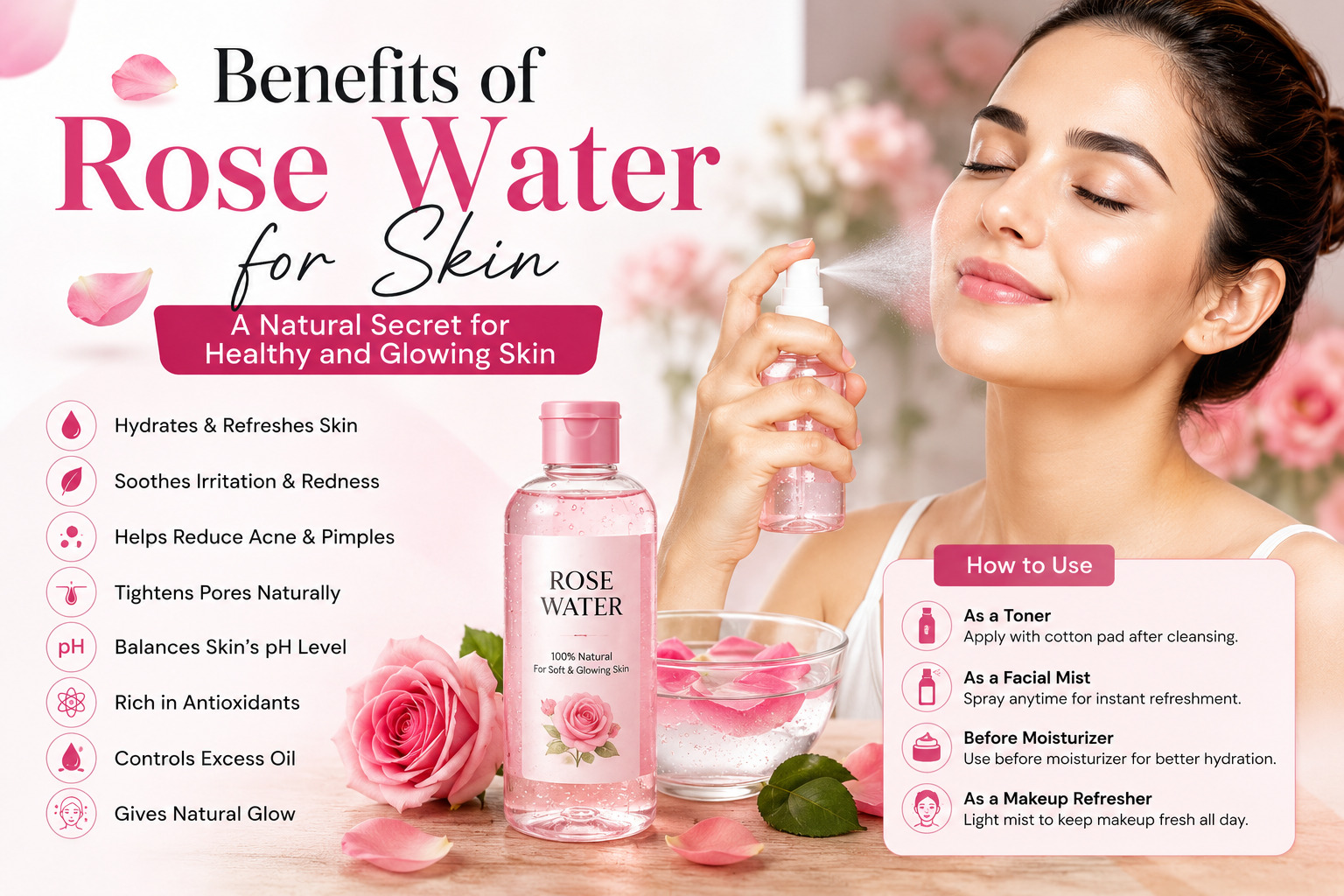 Benefits of rose water for skin